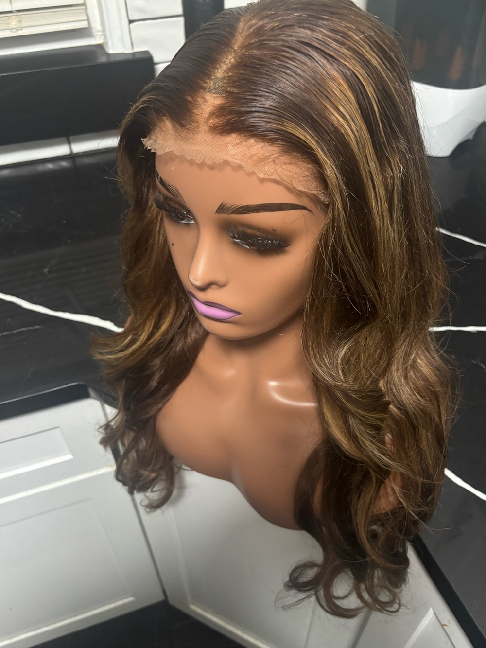 Brown Highlighted Lace Front Wig - Natural Wave - Picture 6 of 8